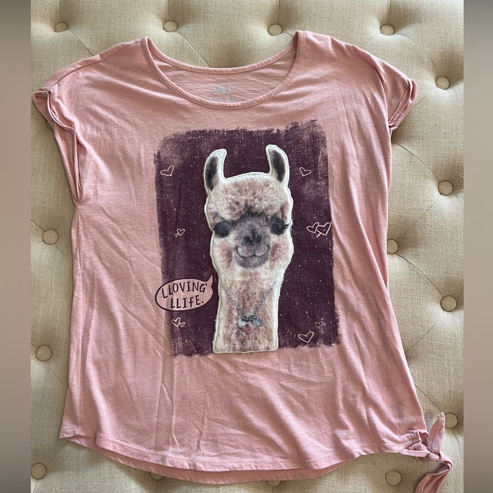 Justice Llama Pink Shirt- Size 18 Plus.